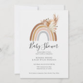 Boho Rainbow Pompas Grass Baby shower Invitation Kaart (Voorkant)