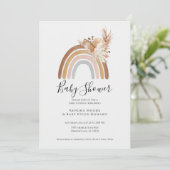 Boho Rainbow Pompas Grass Baby shower Invitation Kaart (Staand voorkant)