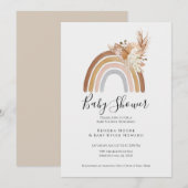 Boho Rainbow Pompas Grass Baby shower Invitation Kaart (Voorkant / Achterkant)