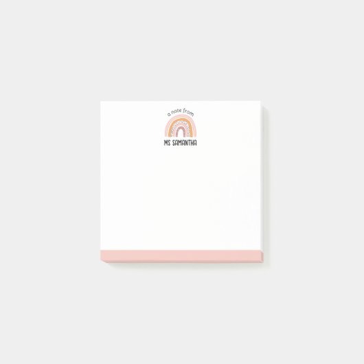 Boho Rainbow Post It Notes (roze crème Schattige) (Voorkant)