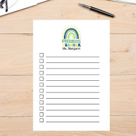 Boho Rainbow Preschool leraar groen blauw Post-it® Notes