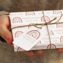 Boho Rainbow Proficiat Gift Label