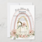 Boho Rainbow Pumpkin Pink Floral Gold Sparkle Girl Kaart (Voorkant)