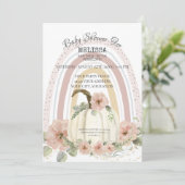 Boho Rainbow Pumpkin Pink Floral Gold Sparkle Girl Kaart (Staand voorkant)