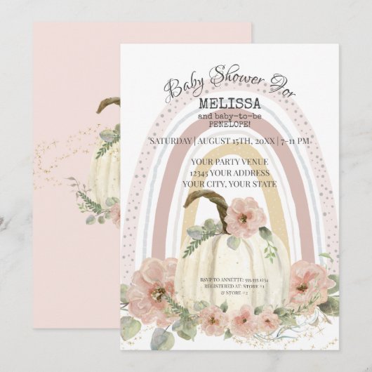 Boho Rainbow Pumpkin Pink Floral Gold Sparkle Girl Kaart (Voorkant / Achterkant)