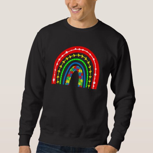 Boho Rainbow Puzzle Piece Autism Awareness Autisti Trui (Voorkant)