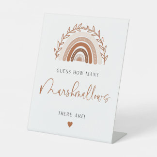 Boho Rainbow Raad eens hoeveel Marshmallows Game Reclamebord Met Voetstuk