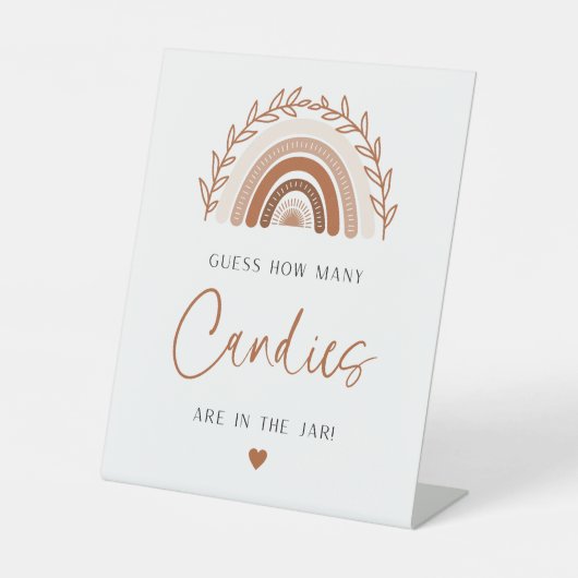 Boho Rainbow Raad eens hoeveel Snoepjes er in de p Reclamebord Met Voetstuk (Voorkant)