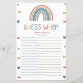 Boho Rainbow Raad eens wie. Baby shower game (Voorkant)