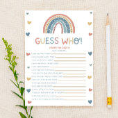 Boho Rainbow Raad eens wie. Baby shower game