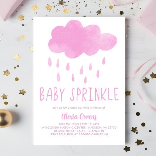 Boho Rainbow Rain Cloud Roze Baby shower Sprinkle Kaart