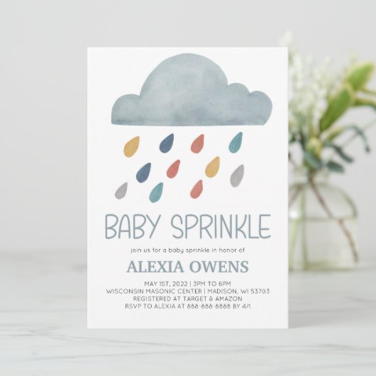 Boho Rainbow Raincloud Rain Baby shower Sprinkle Kaart (Staand voorkant)