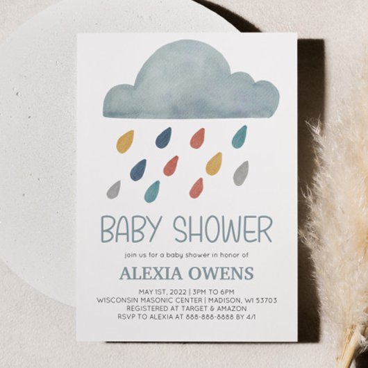 Boho Rainbow Raincloud Regen minimaal Baby shower Kaart