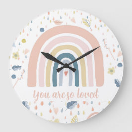 Boho Rainbow & Raindrops Nursery Clock Grote Klok