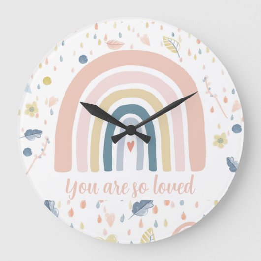 Boho Rainbow & Raindrops Nursery Clock Grote Klok (Voorkant)