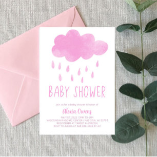 Boho Rainbow Rainloud Regen Roze Baby shower Kaart