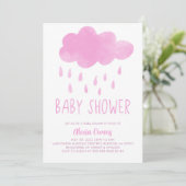 Boho Rainbow Rainloud Regen Roze Baby shower Kaart (Staand voorkant)