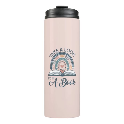 Boho Rainbow Reading Het staat in een boek Thermosbeker (Voorkant)