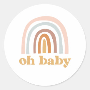 Boho Rainbow roze Baby shower Ronde Sticker
