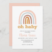 Boho Rainbow roze Baby shower Uitnodiging (Voorkant / Achterkant)