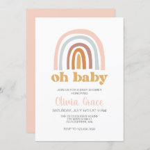Boho Rainbow roze Baby shower Uitnodiging
