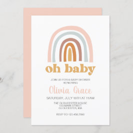 Boho Rainbow roze Baby shower Uitnodiging
