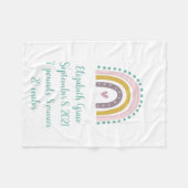 Boho Rainbow Roze Blauwgroen Gold Hearts Birth Sta Fleece Deken (Voorkant (Horizontaal))
