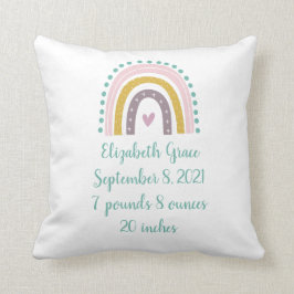 Boho Rainbow Roze Blauwgroen Gold Hearts Birth Sta Kussen