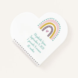 Boho Rainbow Roze Blauwgroen Gold Hearts Birth Sta Notitieboek