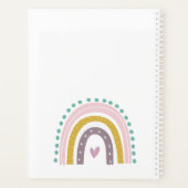 Boho Rainbow Roze Blauwgroen Gold Hearts Birth Sta Planner (Achterkant)