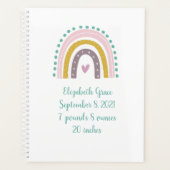 Boho Rainbow Roze Blauwgroen Gold Hearts Birth Sta Planner (Voorkant)