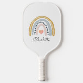 Boho Rainbow Roze Hart Gepersonaliseerd Pickleball Paddle (Voorkant)
