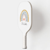 Boho Rainbow Roze Hart Gepersonaliseerd Pickleball Paddle (Links)