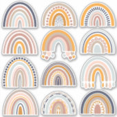 Boho Rainbow Rustic Scrapbook 12 Stickers (Voorkant)