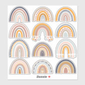 Boho Rainbow Rustic Scrapbook 12 Stickers (Vel)