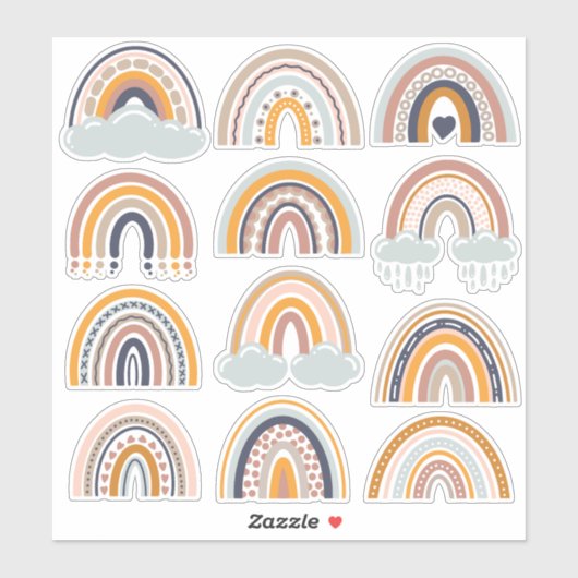Boho Rainbow Rustic Scrapbook 12  Stickers (Vel)