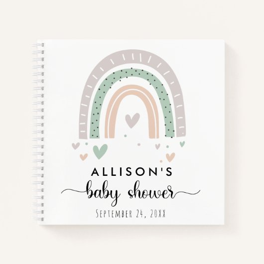 Boho Rainbow Sage Baby shower Gastenboek Notitieboek (Voorkant)