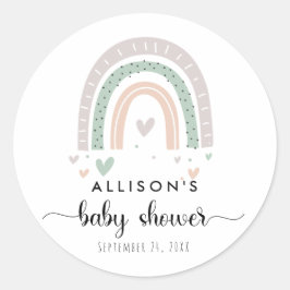 Boho Rainbow Sage Baby shower Ronde Sticker