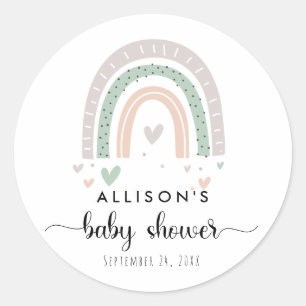 Boho Rainbow Sage Baby shower Ronde Sticker