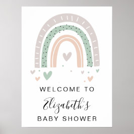 Boho Rainbow Sage Baby shower Welkom Poster