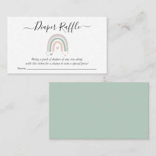 Boho Rainbow Sage Diaper Raffle Shower Informatiekaartje (Voorkant / Achterkant)