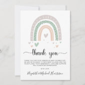 Boho Rainbow Sage Green Baby shower Bedankkaart (Voorkant)