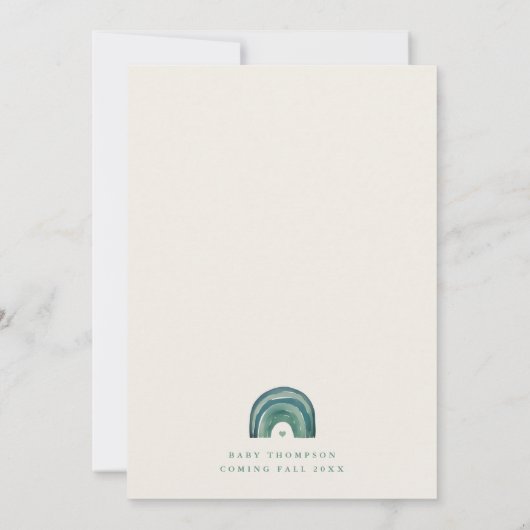 Boho Rainbow Sage Green Baby shower Kaart (Achterkant)