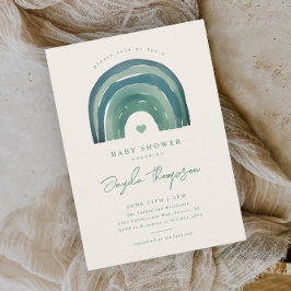 Boho Rainbow Sage Green Baby shower Kaart