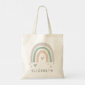 Boho Rainbow Sage Monogrammed Tote Bag (Achterkant)
