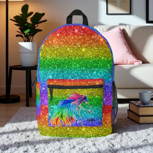 Boho Rainbow Schattige Glitter Girls Eenhoorn Kind Bedrukte Rugzak
