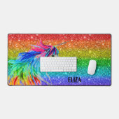 Boho Rainbow Schattige Glitter Girls Eenhoorn Kind Bureaumat (Keyboard & Muis)