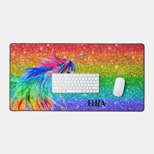Boho Rainbow Schattige Glitter Girls Eenhoorn Kind Bureaumat (Keyboard & Muis)
