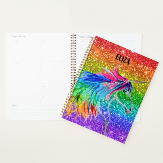 Boho Rainbow Schattige Glitter Girls Eenhoorn Kind Planner (Display)