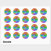 Boho Rainbow Schattige Glitter Girls Eenhoorn Kind Ronde Sticker (Vel)